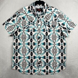 Rock & Roll Denim Shirt Mens 2XL Aztec Performance Stretch Vented Pearl Snap